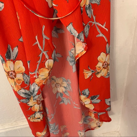 Red Flower Pattern Dress - Picture 3 of 8